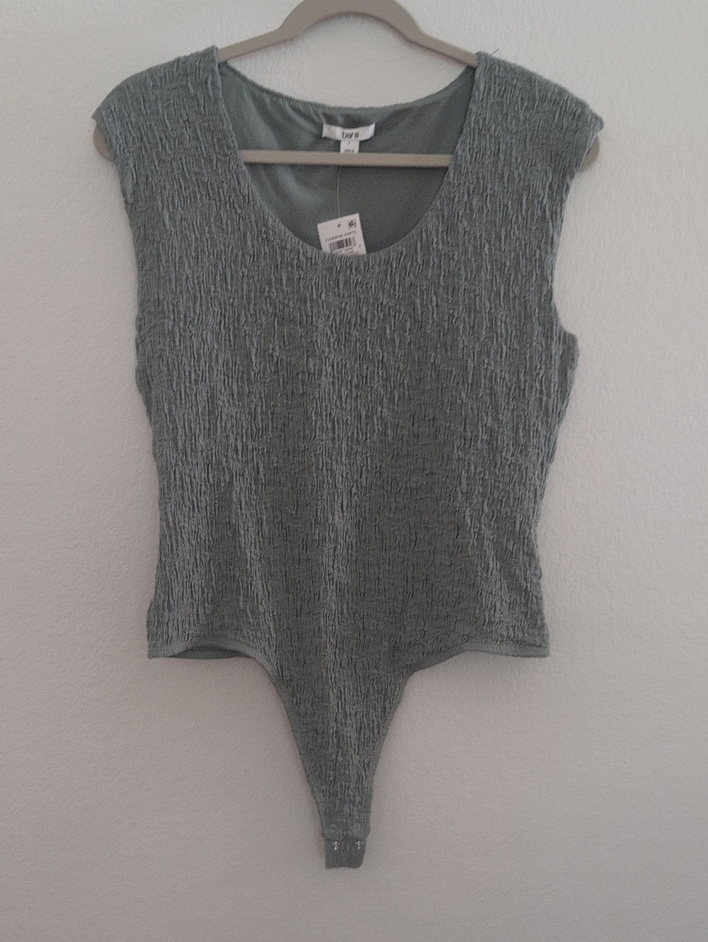 Bar III Seafoam Textured Scoop-Neck Sleeveless Bodysuit
